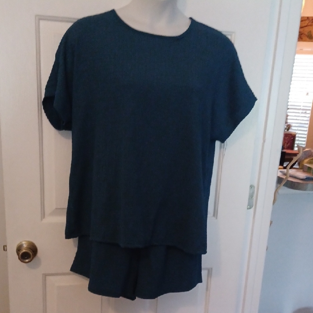 Women's Blue Top Shorts Set